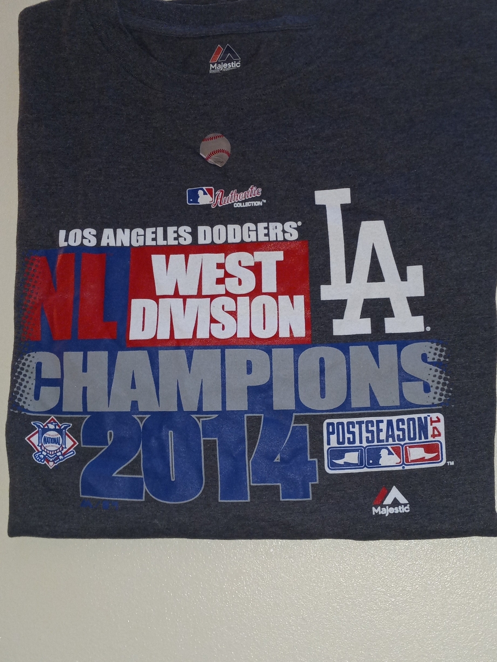 Majestic Los Angeles Dodgers Gray, Blue, Red 2014 NL West Champions Tee